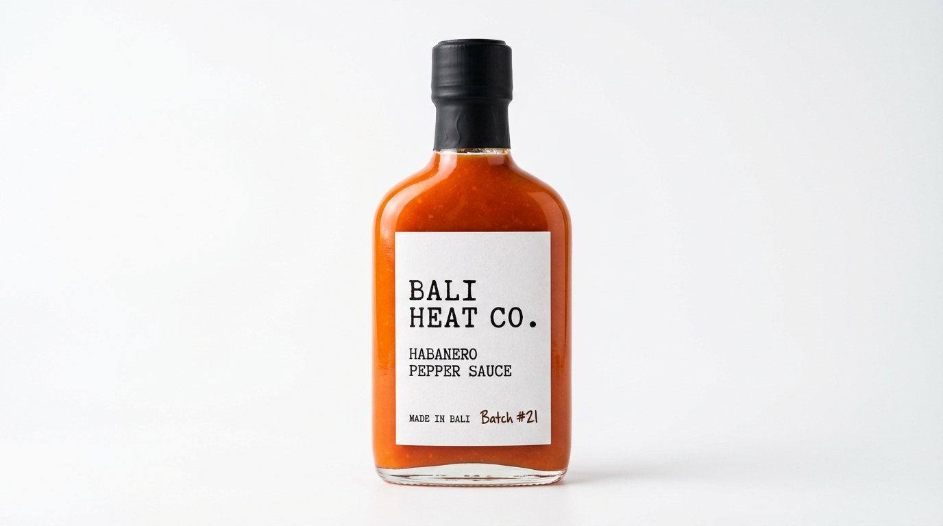 Bali Heat Co. Original — 150ml bottle of premium carrot-based habanero hot sauce, Batch #21